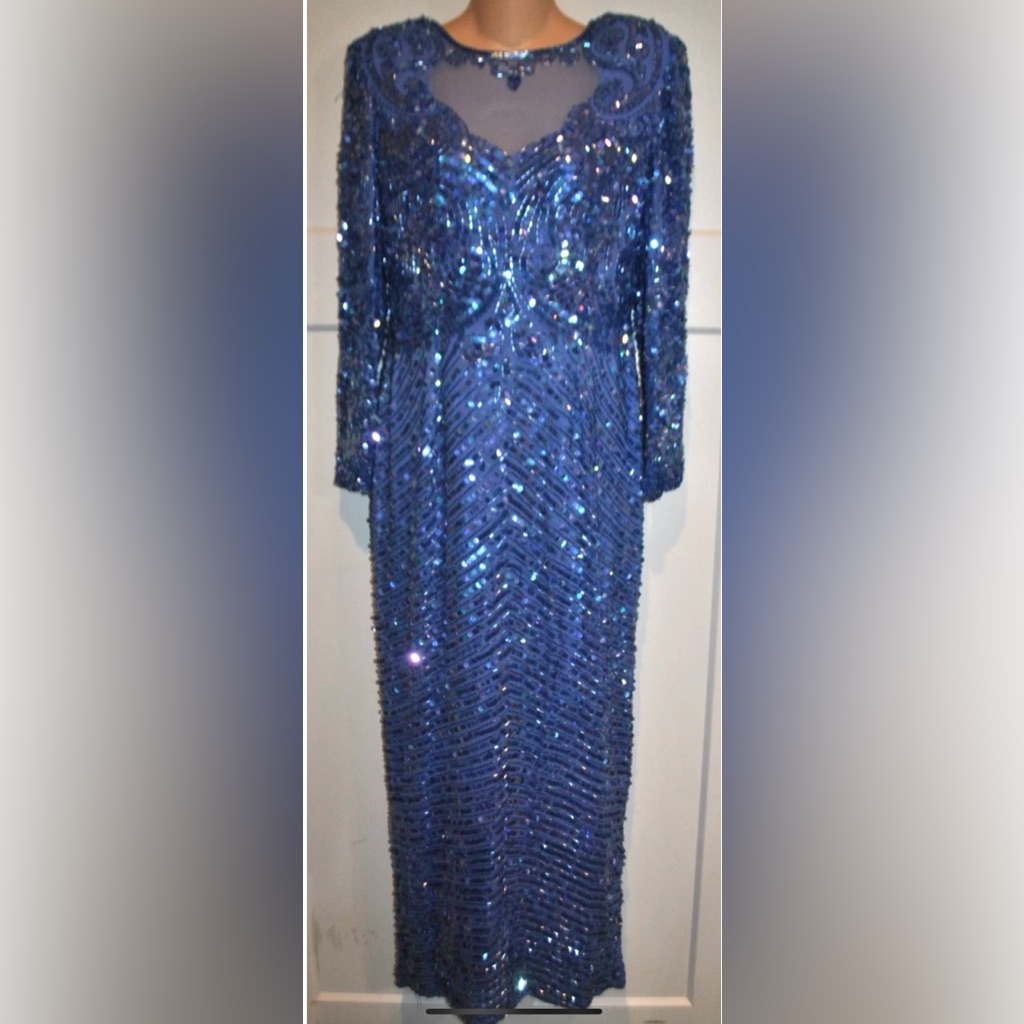 Joan Leslie Evenings Vintage 80s Silk Heavily Sequined Dress Size 6 Excellent